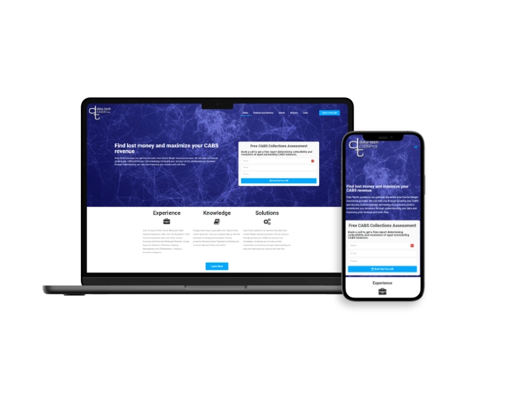 Data Tech Website Displayed on MacBook Pro and iPhone