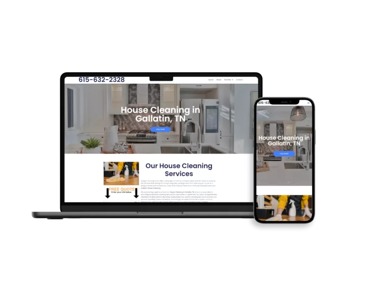 Gallatin House Cleaning Website Displayed on MacBook Pro and iPhone