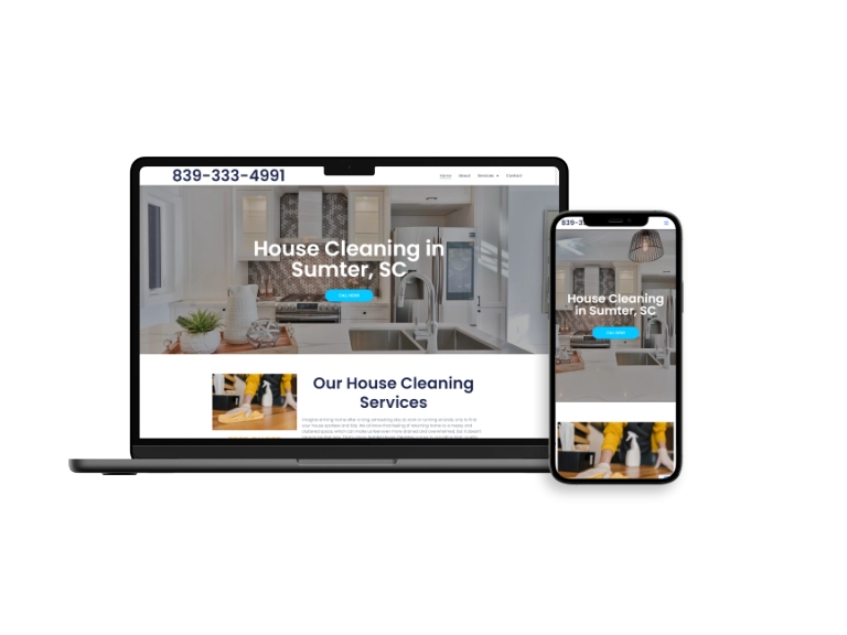 Sumter House Cleaning Website Displayed on MacBook Pro and iPhone